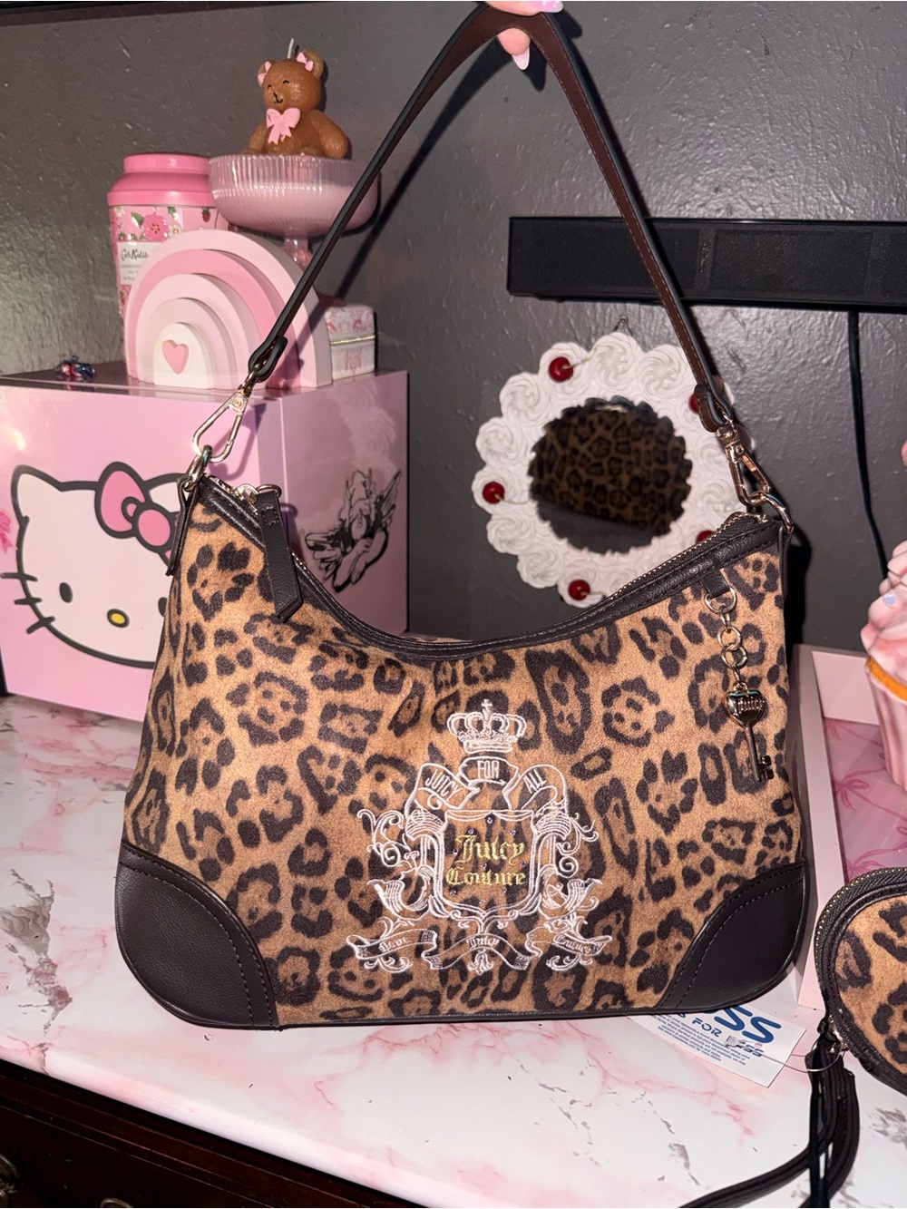 Juicy Couture Leopard Print Shoulder Bag Trio - Matching Wallet & Coin Purse Set - Picture 7 of 9